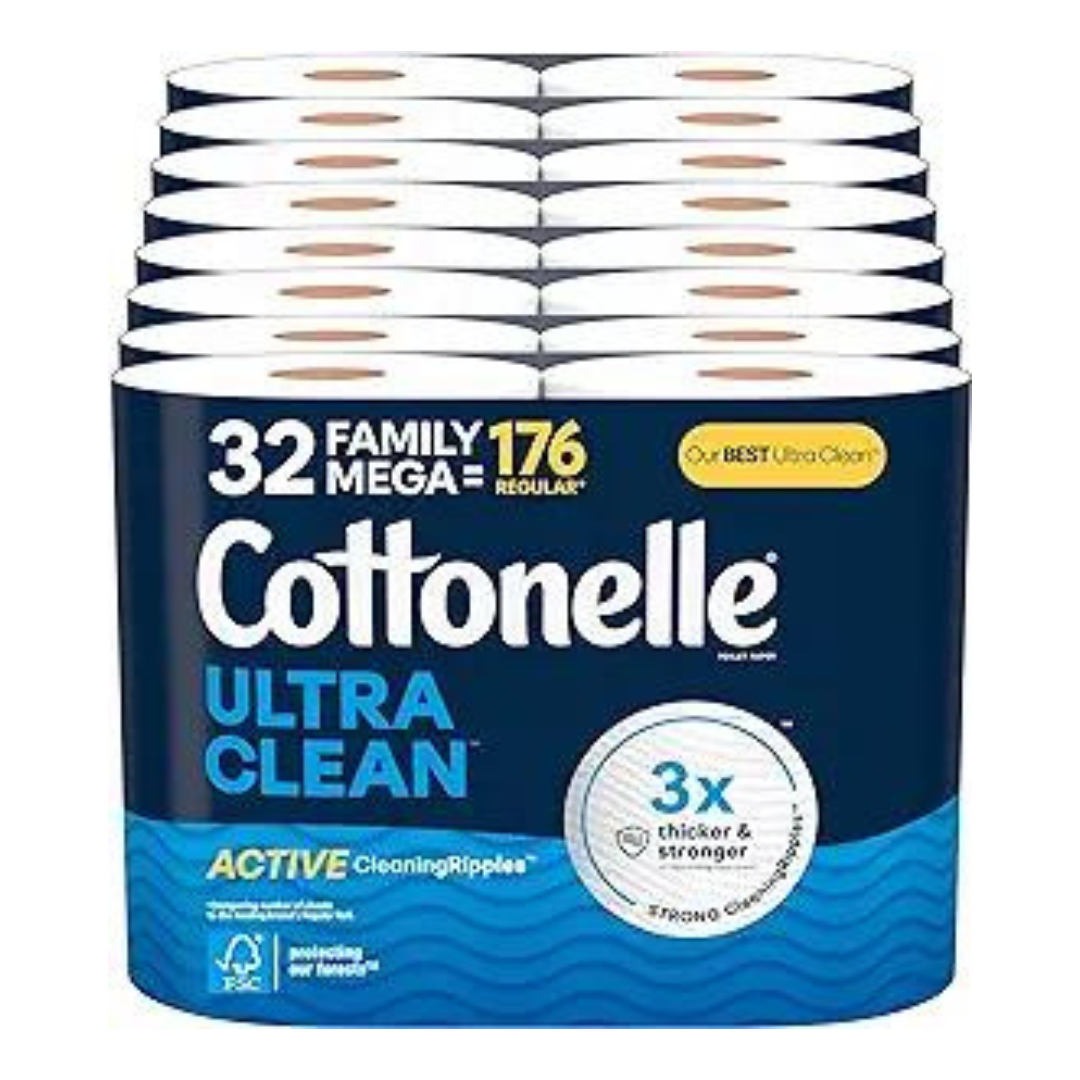 32 Family Mega Rolls Cottonelle Ultra Comfort Toilet Paper (32 Family Mega Rolls = 176 regular rolls)