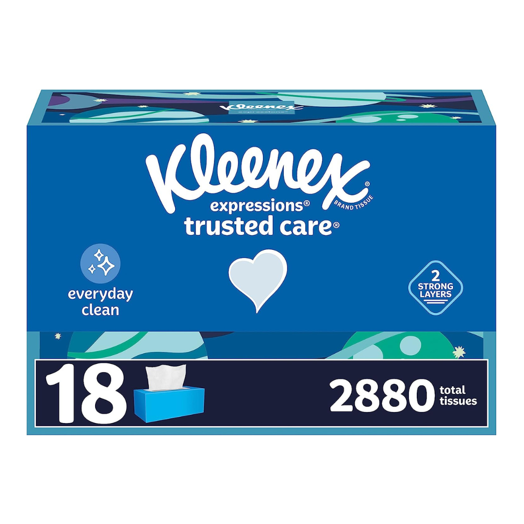36-Boxes of Kleenex Expressions Trusted Care Facial Tissues (160 Tissues per Box) + Get $15 Amazon Promotional Credit!