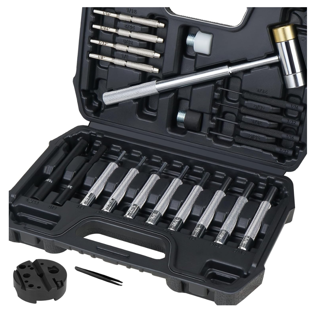 Ticonn Roll Pin Punch Set with Replaceable Face Hammer
