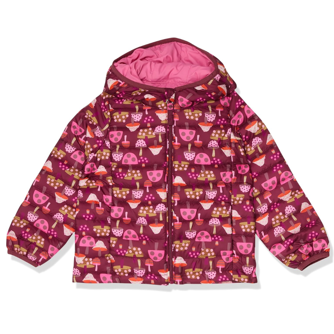 Girls and Toddlers’ Lightweight Water-Resistant Packable Hooded Puffer Jacket