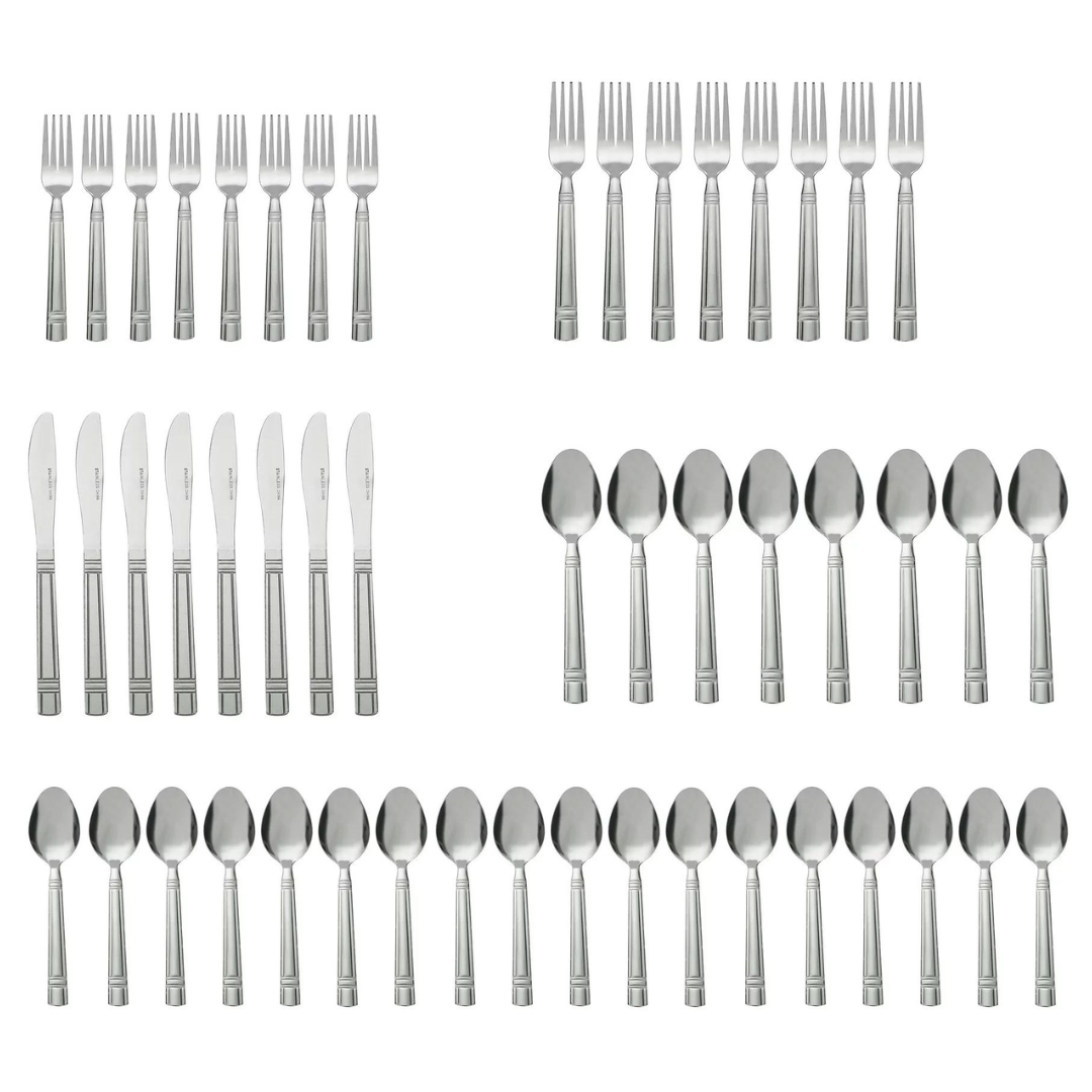 Mainstays 49 Piece Stainless Steel Flatware and Organizer Tray Value Set