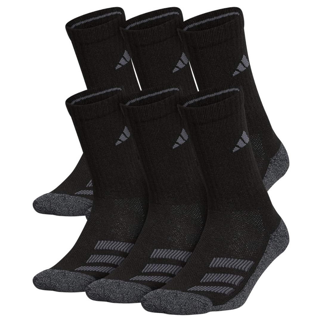 adidas Kids Cushioned Angle Stripe Crew Socks (6-Pair)