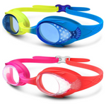OutdoorMaster Kids Swim Goggles 2 Pack – Quick Adjustable Strap (choose from 6 color combos)