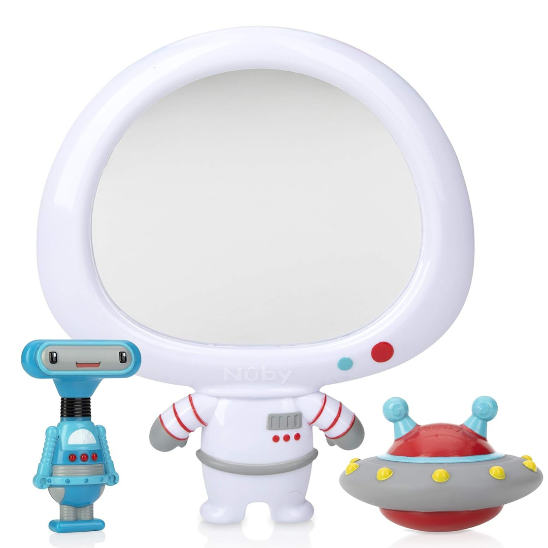 3-Piece Nuby Astronaut Mirror Baby Bathtub Toy Set for 3+ Years