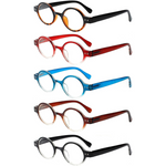 5-Pack Joschoo Unisex Retro Round Reading Glasses