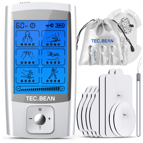 TEC.Bean Tens Unit Muscle Stimulator with 24 Modes & 8 Electrode Pads