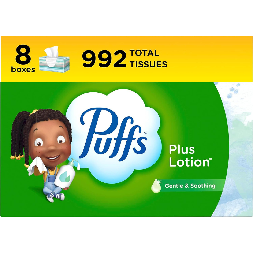 8 Family Boxes Puffs Plus Lotion Facial Tissues + Get $3 Amazon Credit!