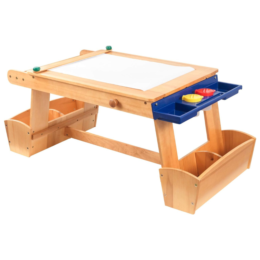 Kids Wooden Art Table with Drying Rack & Storage Bins