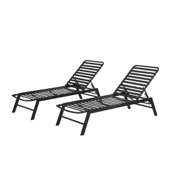 2-Pack Hampton Bay Adjustable Outdoor Strap Chaise Lounger
