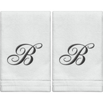 Set of 2 Creative Scents White Monogrammed Initial Fingertip Towels