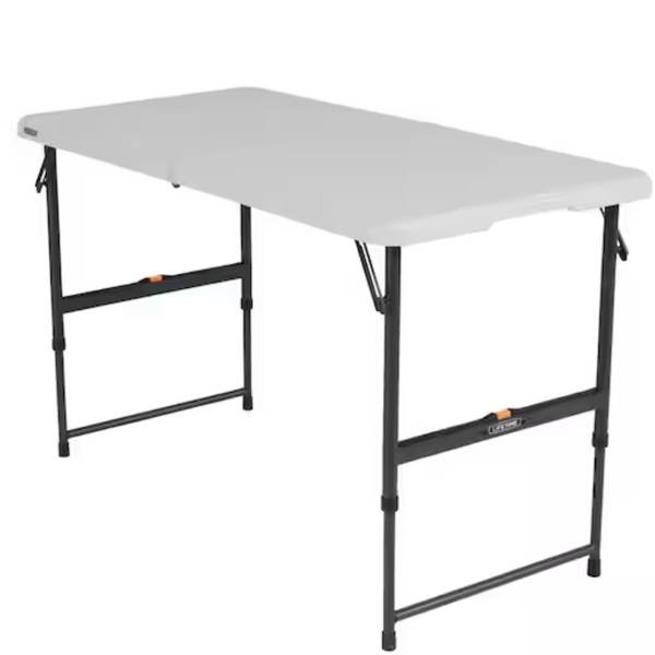 Lifetime 4 ft. One Hand Adjustable Height Fold-in-Half Table