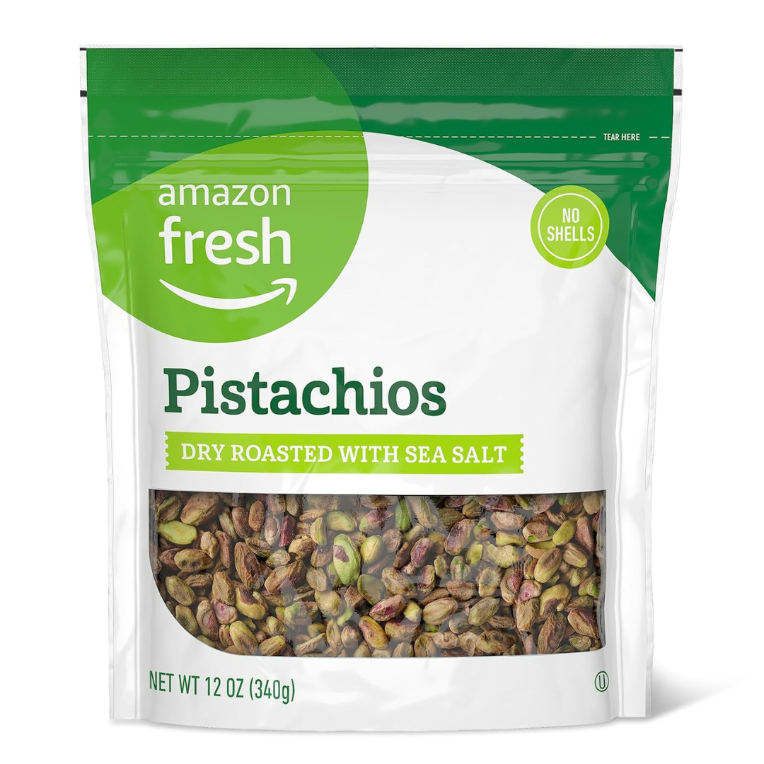 12-Oz Amazon Fresh No Shells Pistachios (Dry Roasted with Sea Salt)