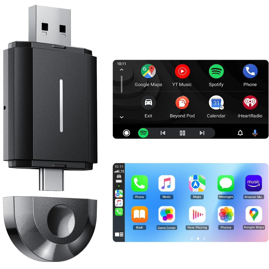 Volam 2-in-1 Wireless Carplay Android Auto Adapter