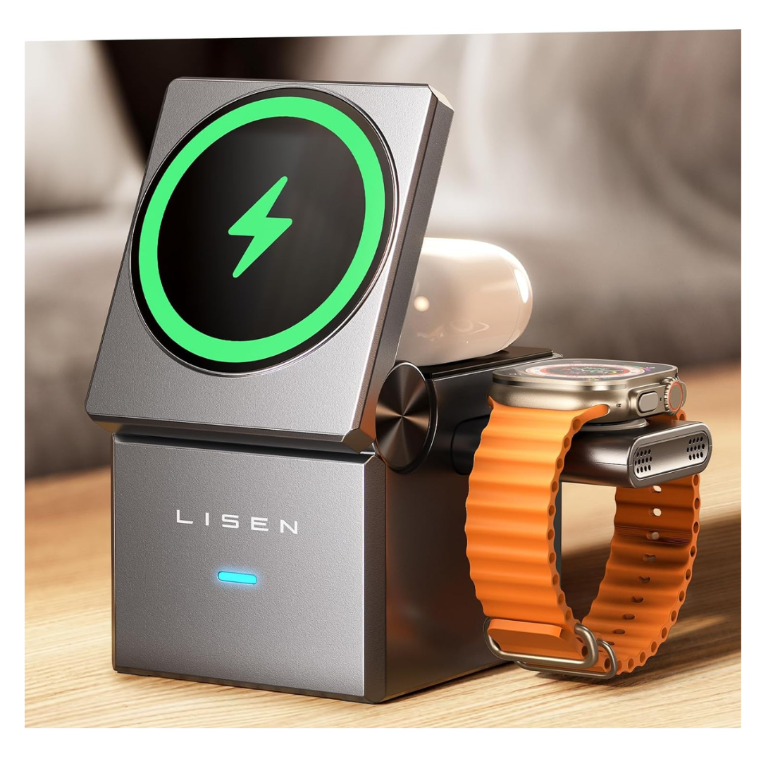 Lisen 3 in 1 Cube Wireless Charging Station for Apple Devices
