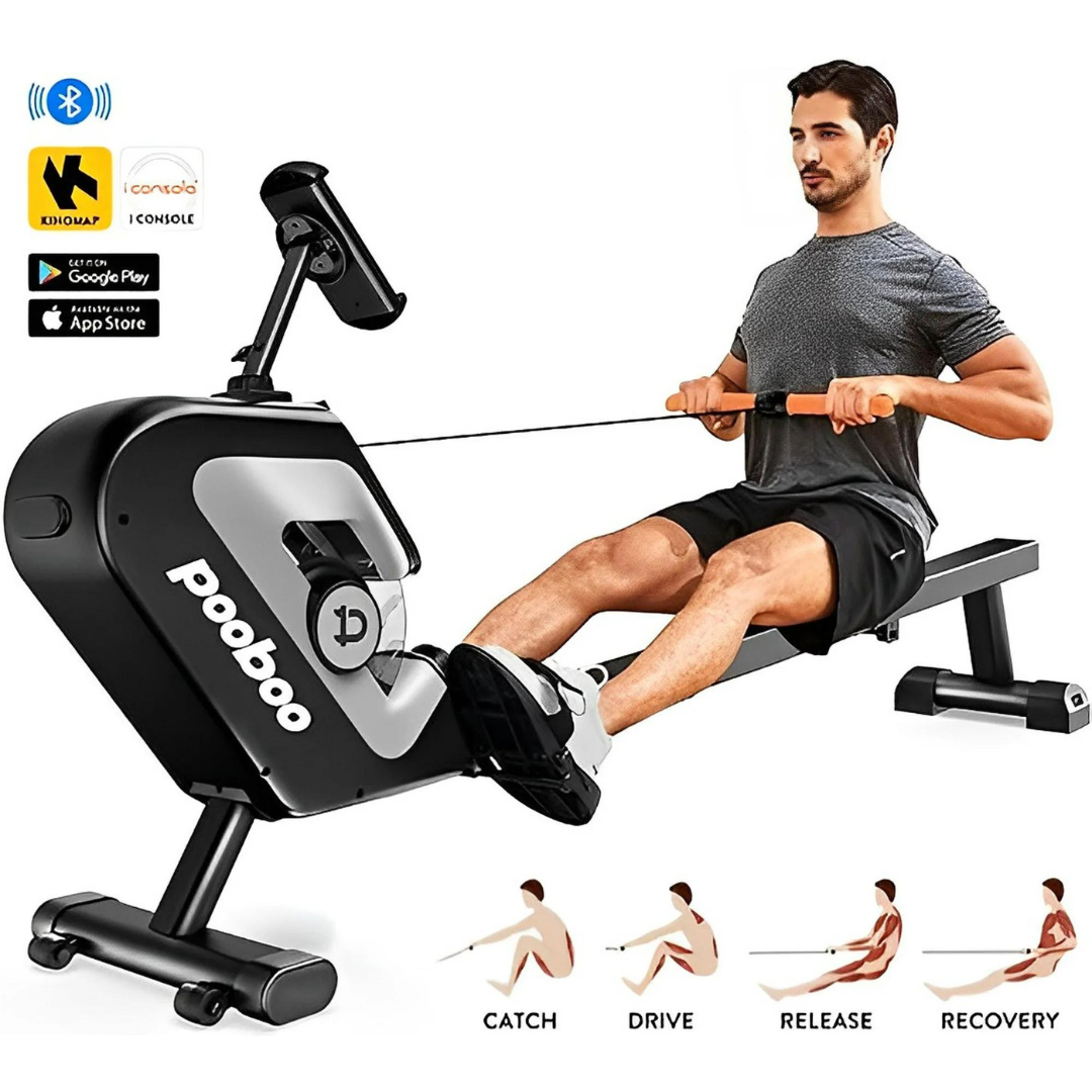 Pooboo Foldable Row Magnetic Rowing Machine