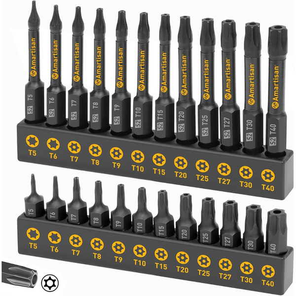 24-Piece Amartisan S2 Alloy Steel Tamper Resistant Drive Bit Set
