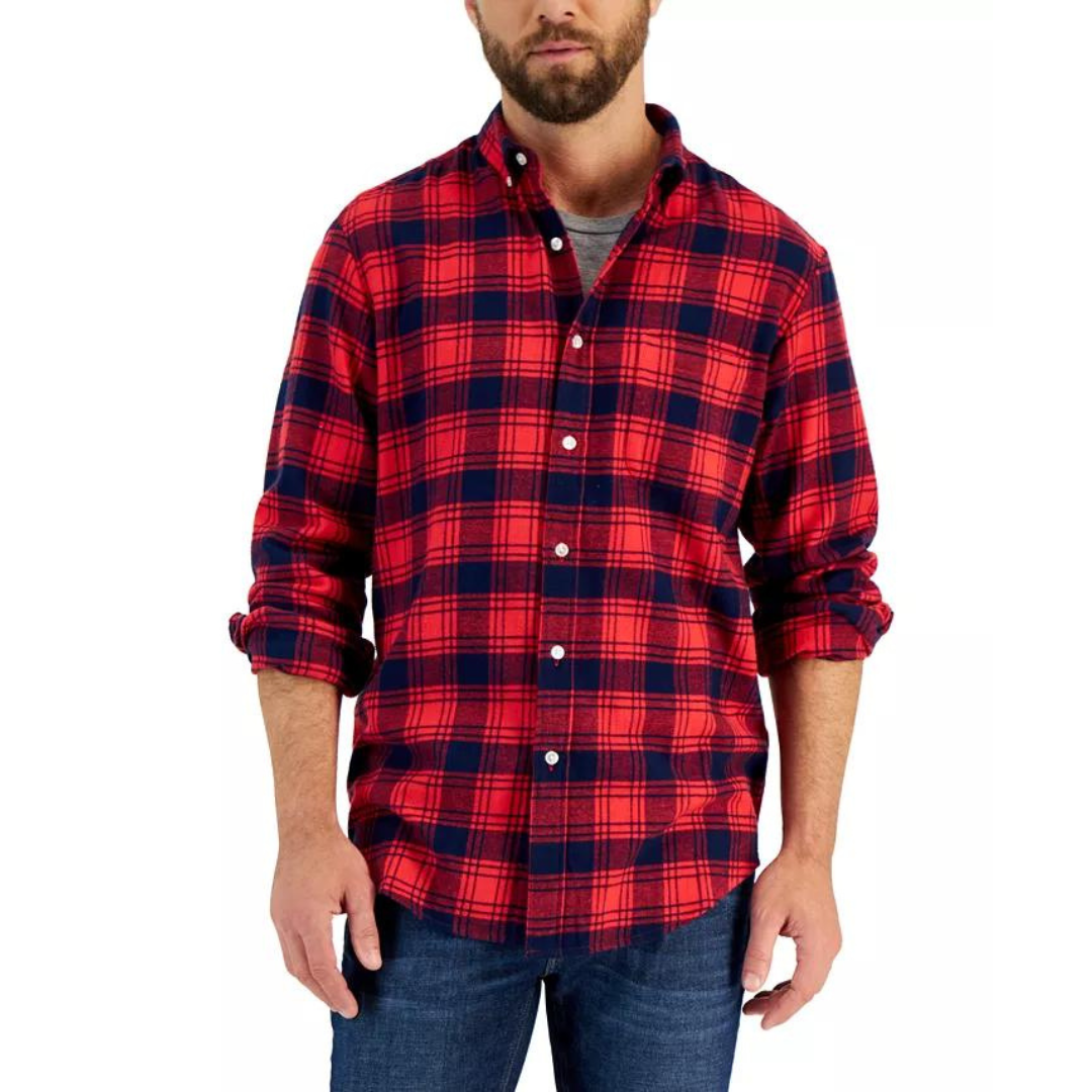 Club Room Men's Regular-Fit Plaid Flannel Shirt
