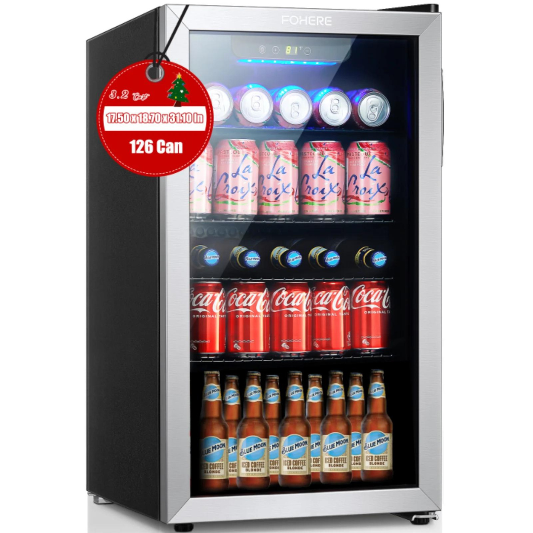 Fohere 126 Can 3.2 Cu.ft Beverage Refrigerator Cooler