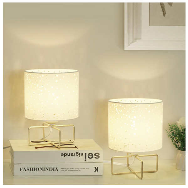 Set of 2 Small Table Lamps With Metal Base