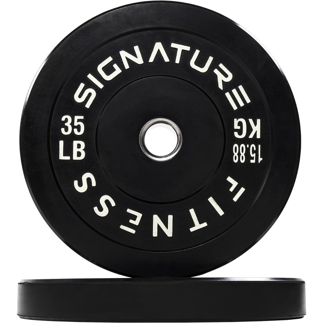 Signature Fitness 2" Olympic Bumper Plate Weight Plates w/ Steel Hub