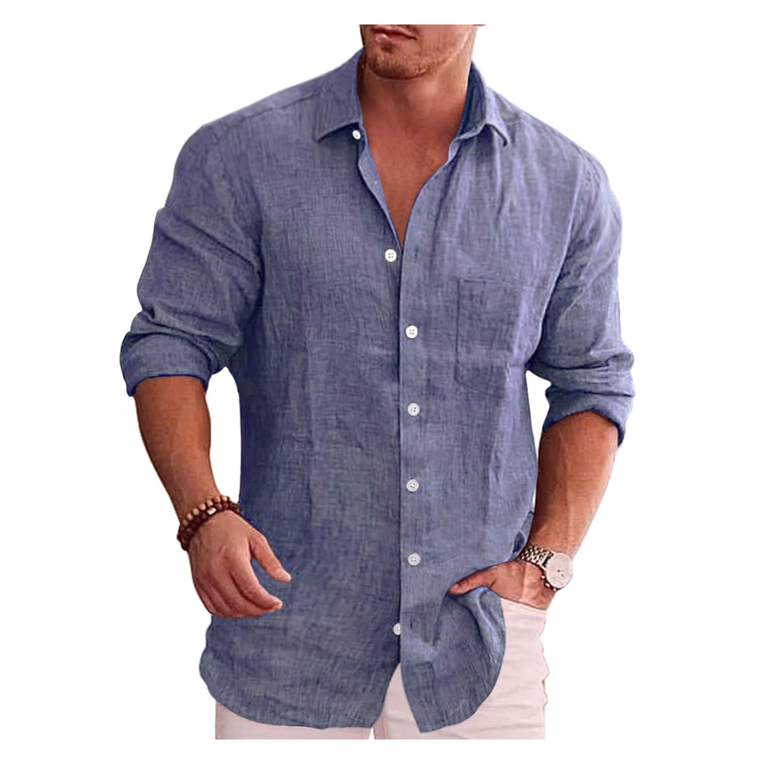 COOFANDY Men's Casual Linen Chambray Shirt (various)