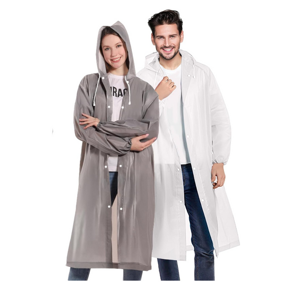 2-Pack Nvioasport Drawstring Hood and Elastic Reusable Rain Coat