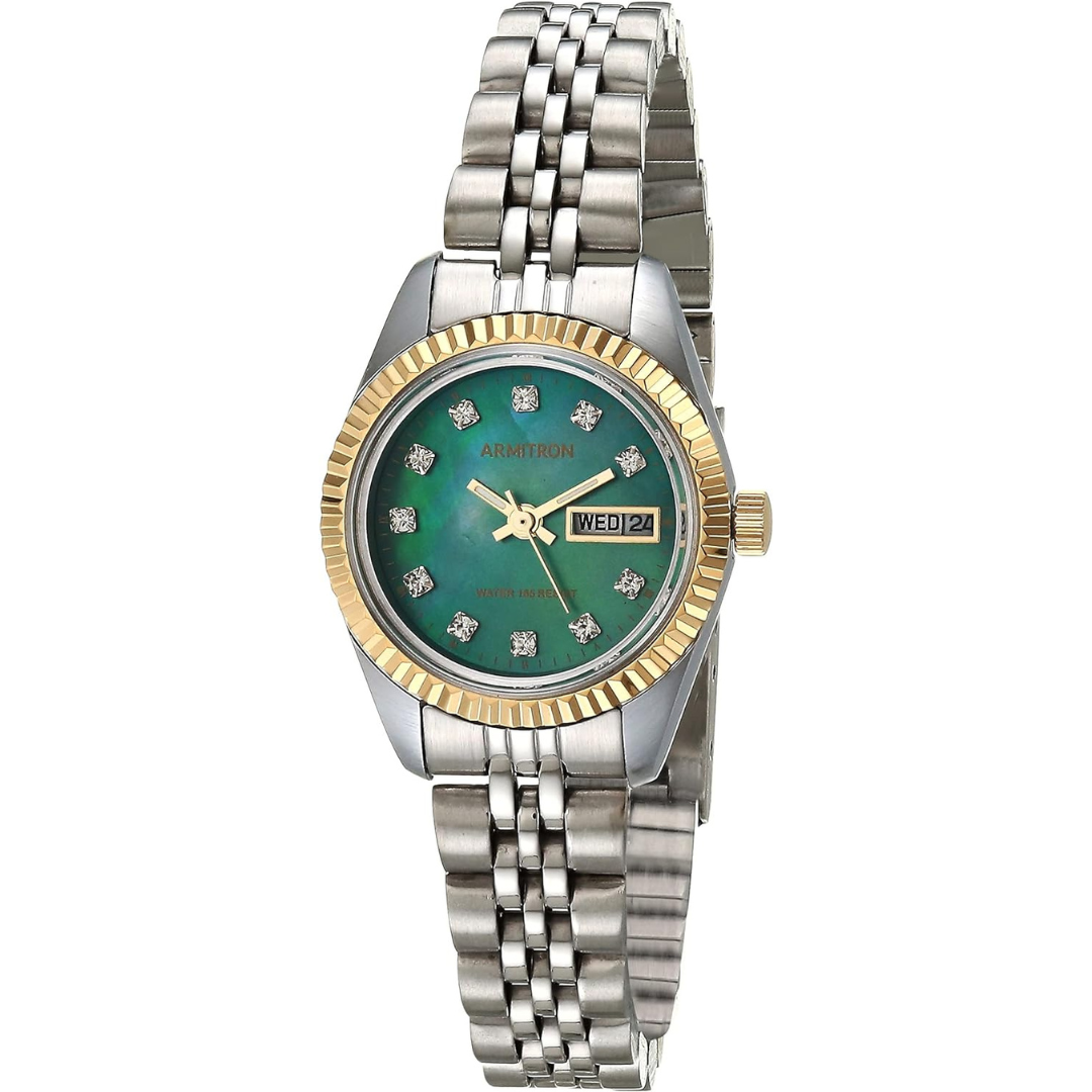 Armitron Women's Day/Date Crystal Accented Dial Metal Bracelet Watch