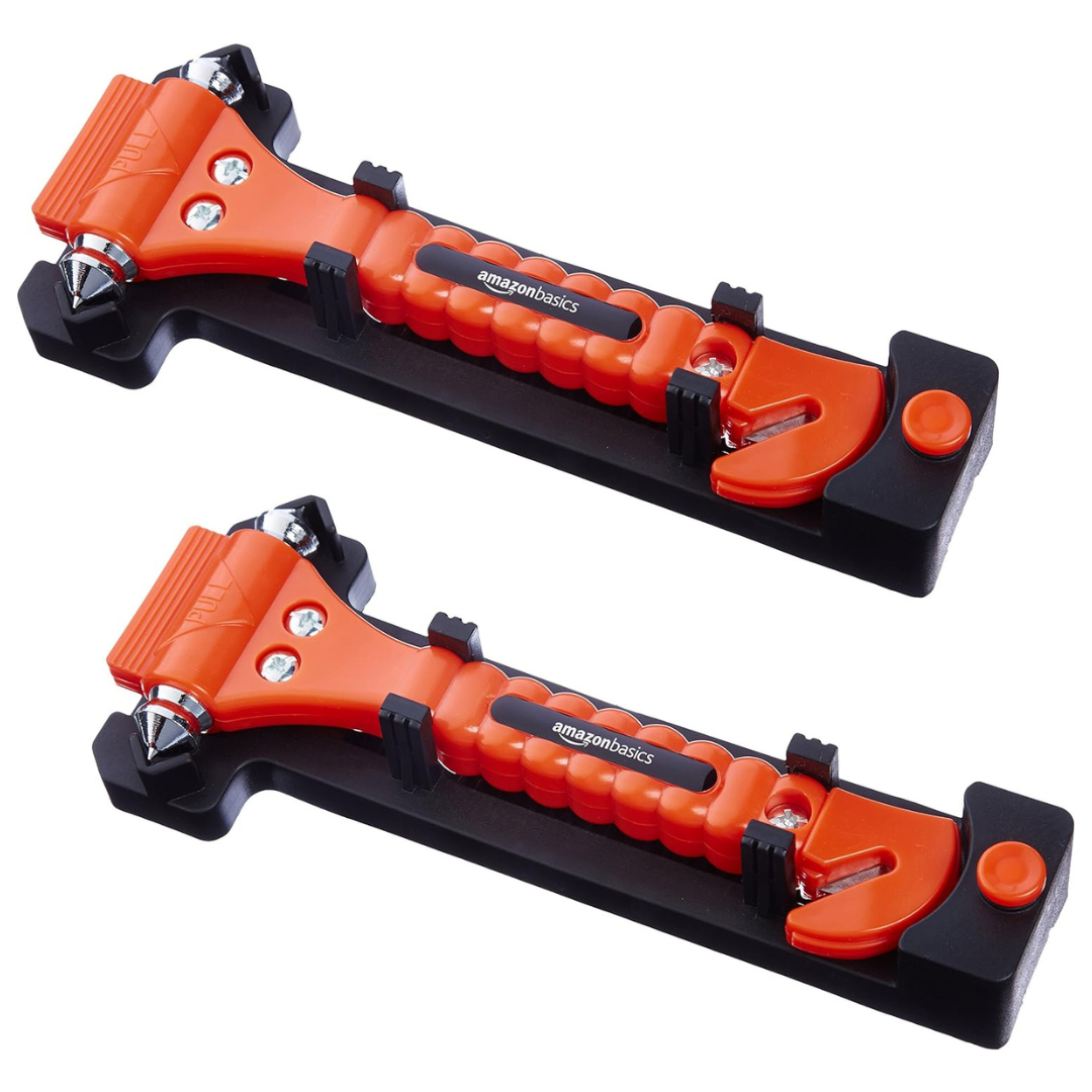 2-Pack Amazon Basics Emergency Seat Belt Cutter and Hammer Tool