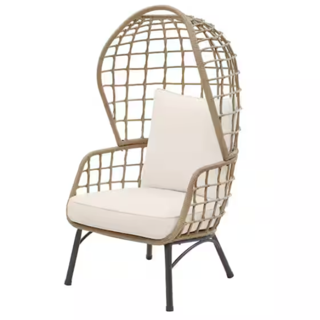 Hampton Bay Melrose Park Blonde Open-Weave Wicker Outdoor Patio Chair
