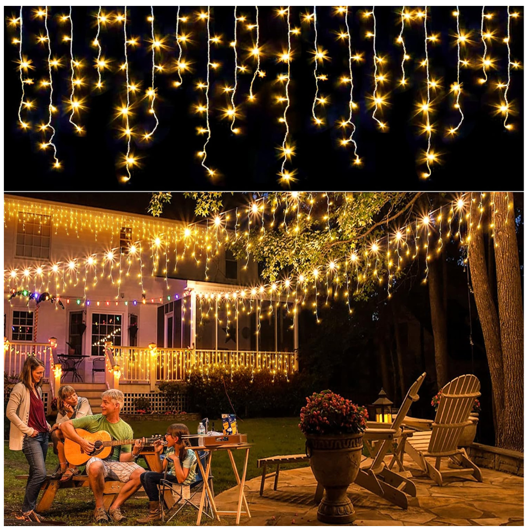 33ft 400 LED 8 Modes Hanging Dripping Icicle String Lights with 75 Drops
