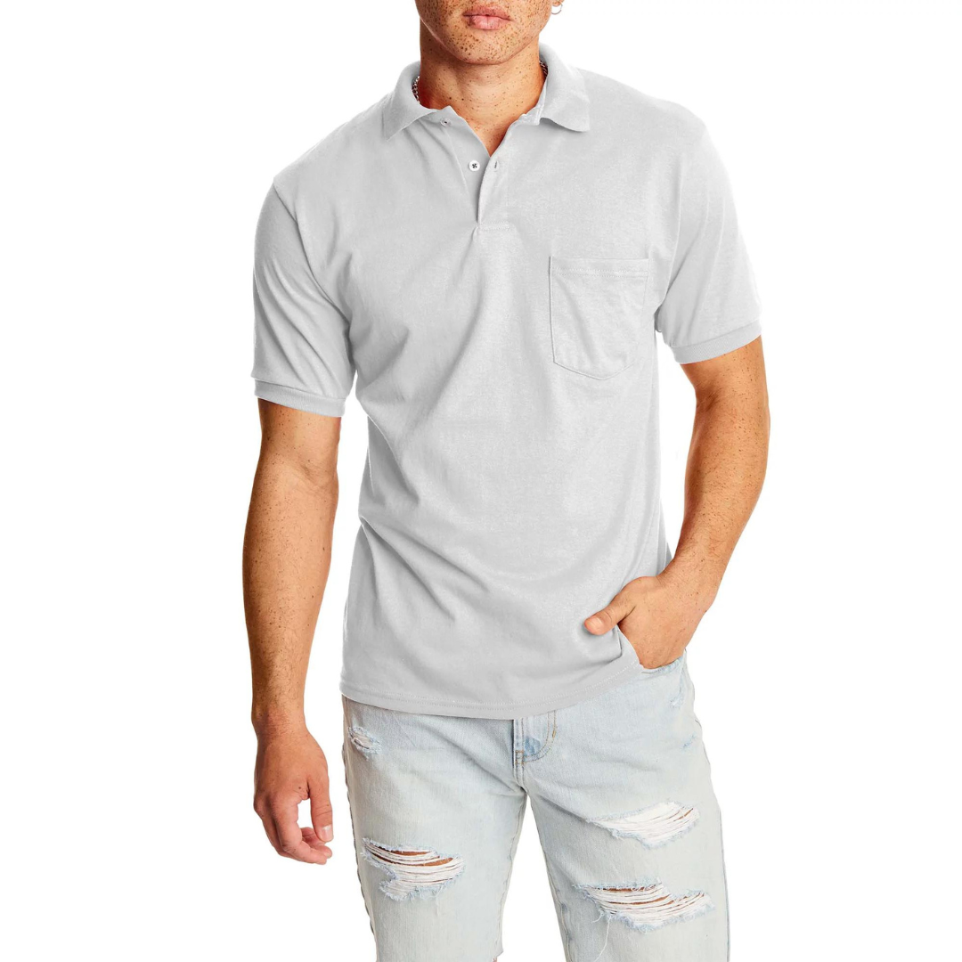 2-Pack Hanes Men's EcoSmart Jersey Short Sleeve Polo Shirt