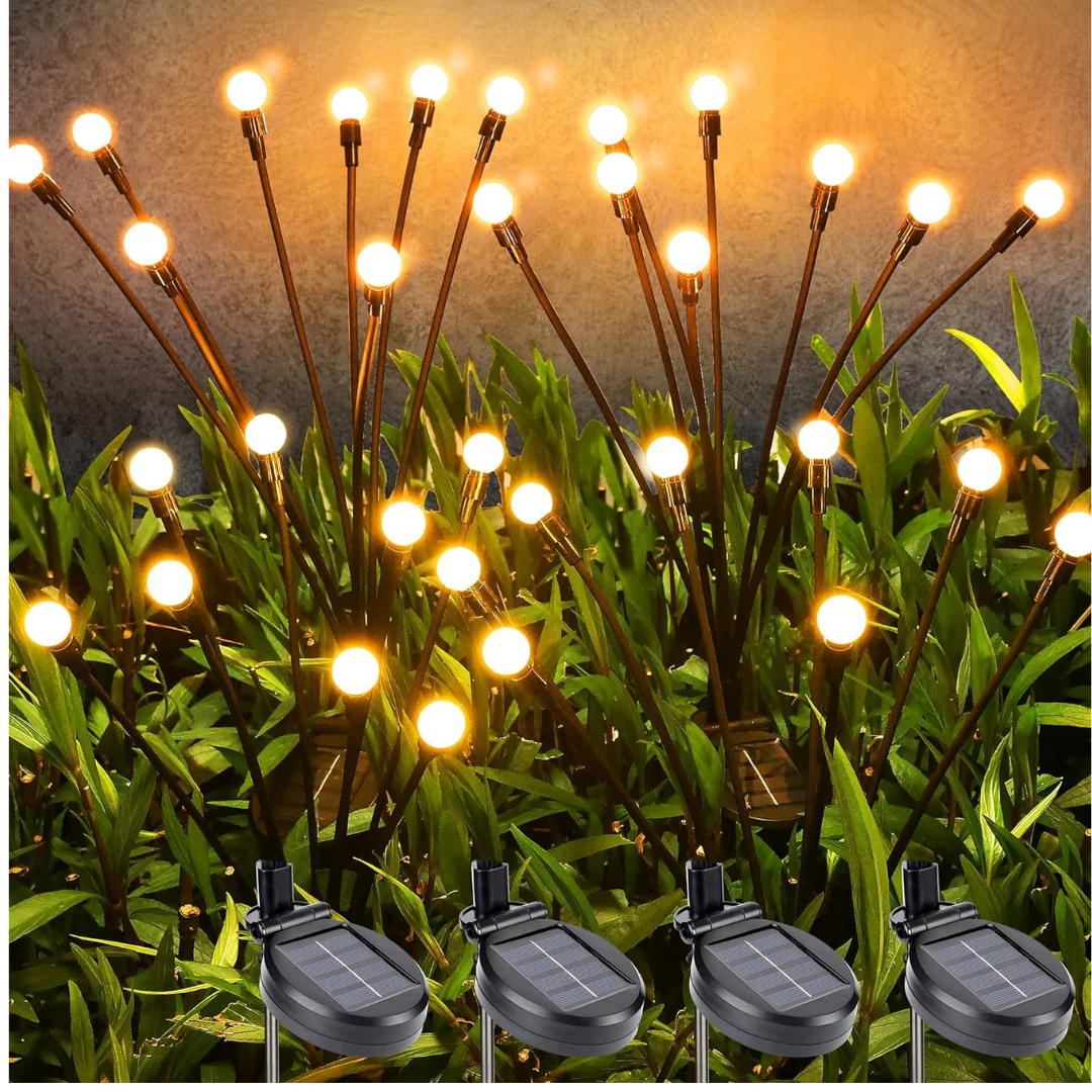 4-Pack Waterproof 8-LED Solar Firefly Garden Lights