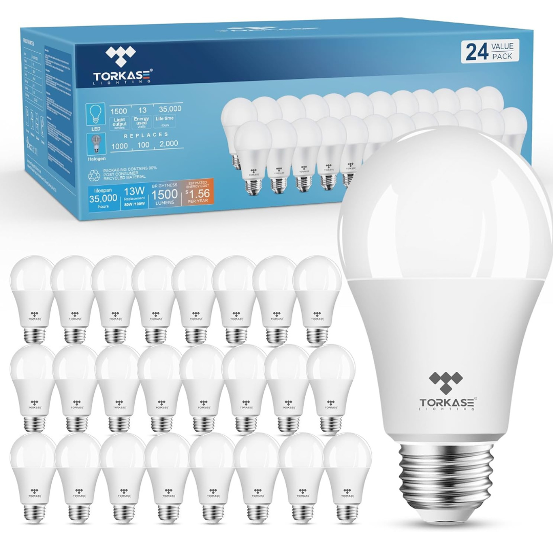 24-Pack 13W 1500lm 2700K Soft White A19 LED Light Bulbs