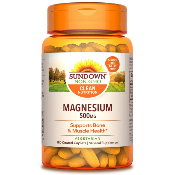 180-Count Sundown 500mg Coated Caplets Non-GMO Magnesium Supplement