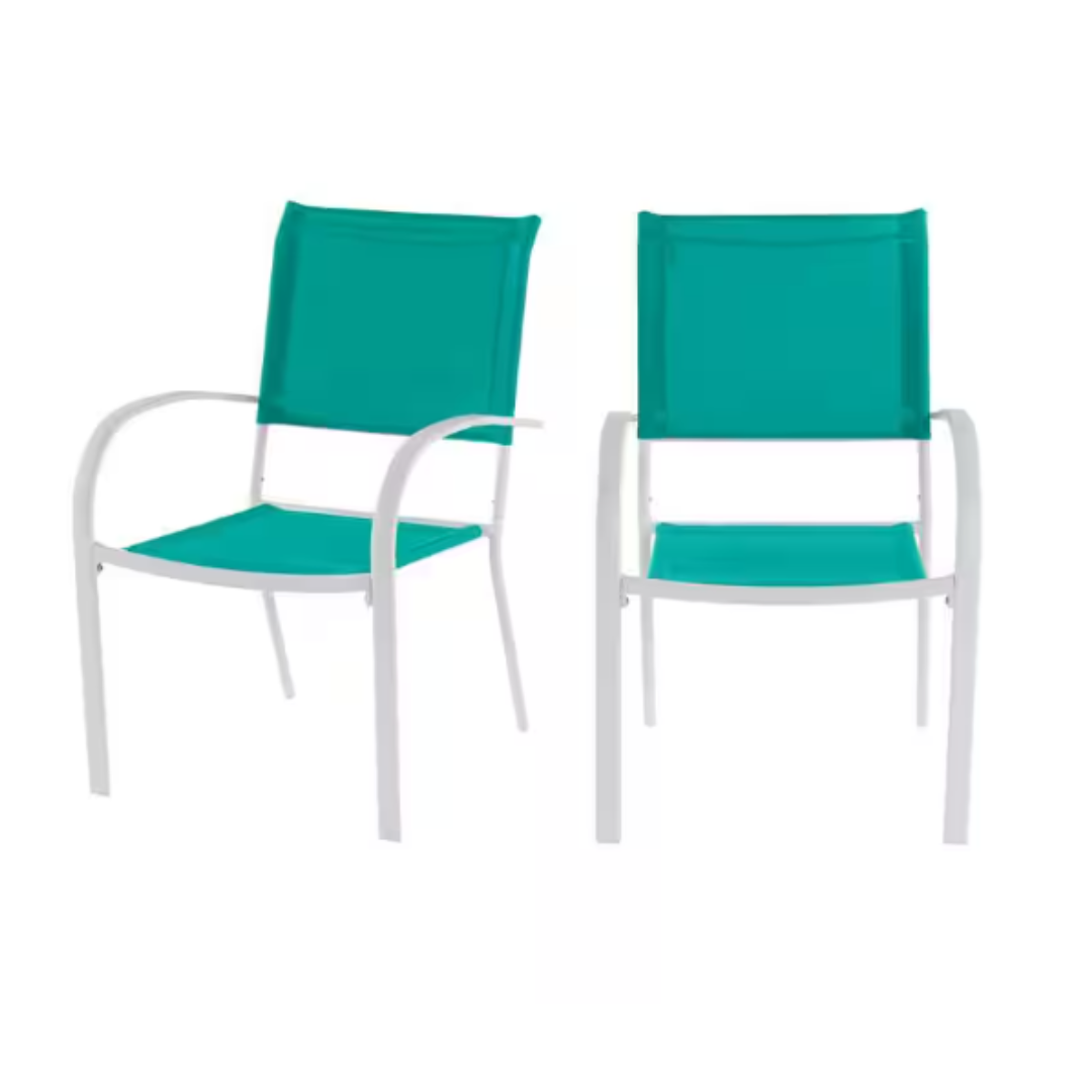 2-Pack StyleWell Mix and Match Stationary Steel Outdoor Dining Chair