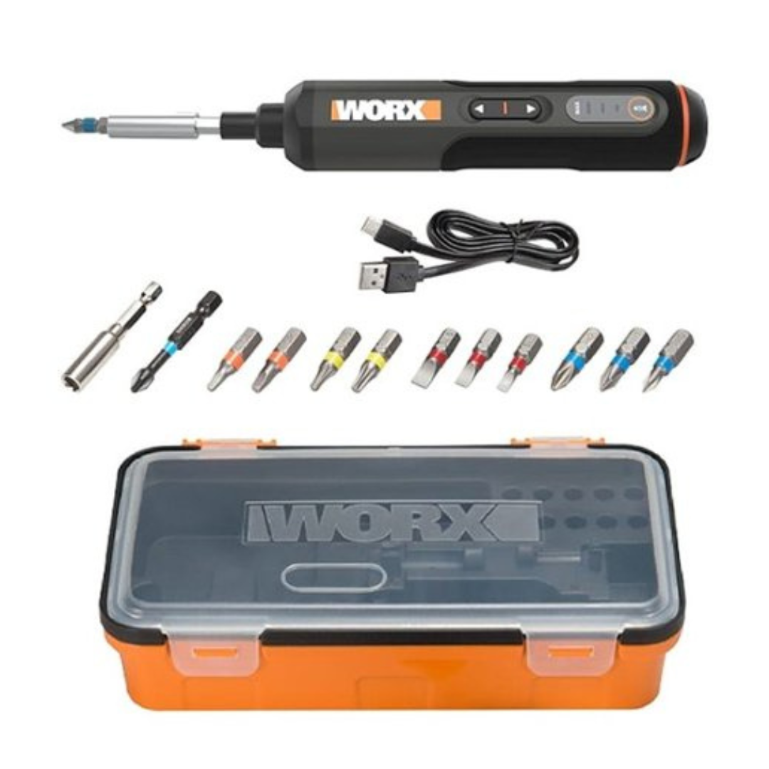 Worx WX240L 1/4" Cordless Screwdriver with Battery, Charger, 12 Bits & Case