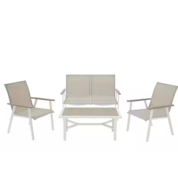 4-Piece Hampton Bay Beach Haven Shell Sling Patio Seating Set