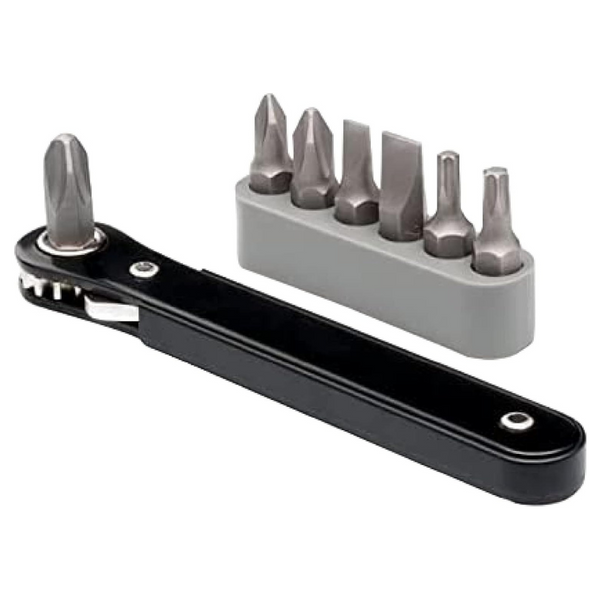 Neiko 03044a 1/4" 8-Piece Close-Quarters Ratcheting Screwdriver & Bit Set