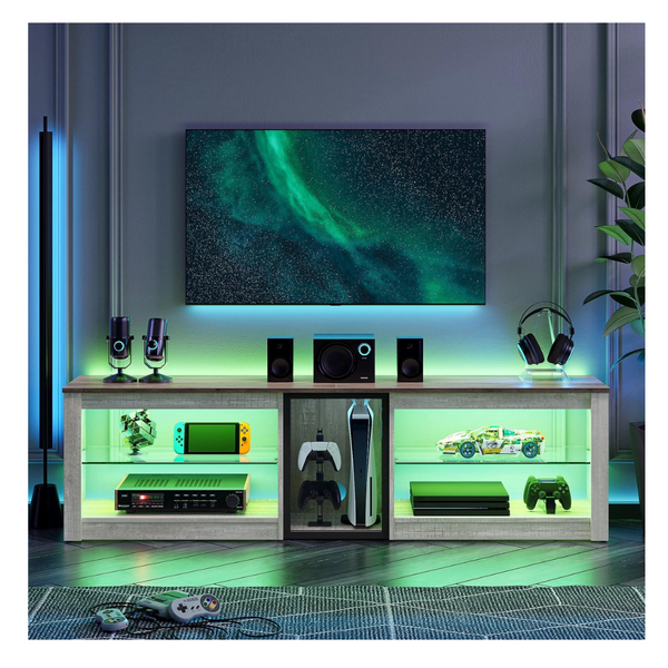 Bestier 5-Shelf Entertainment Center with LED Lights