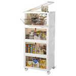 23-Quart 4-Tier Plastic Stackable Storage Bins Organizer (Beige)