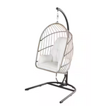 Hampton Bay Collapsible Steel Rope Folding Patio Swing with Gray Base