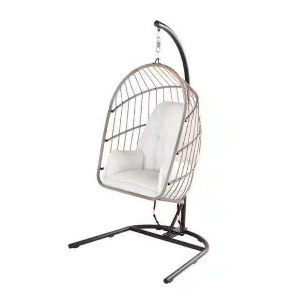 Hampton Bay Collapsible Steel Rope Folding Patio Swing with Gray Base