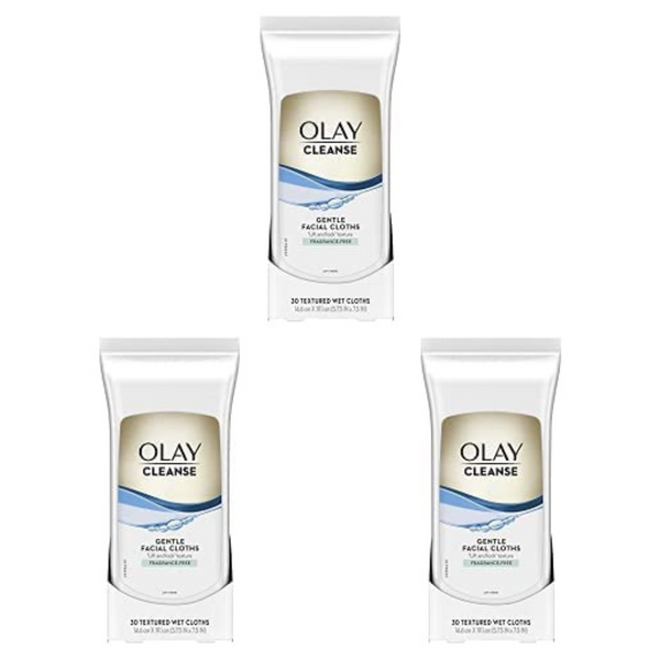 3 Packs of Olay Wet Cleansing Towelettes (30 Count Each)