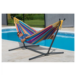 Vivere Double Cotton Hammock with Space Saving Steel Stand