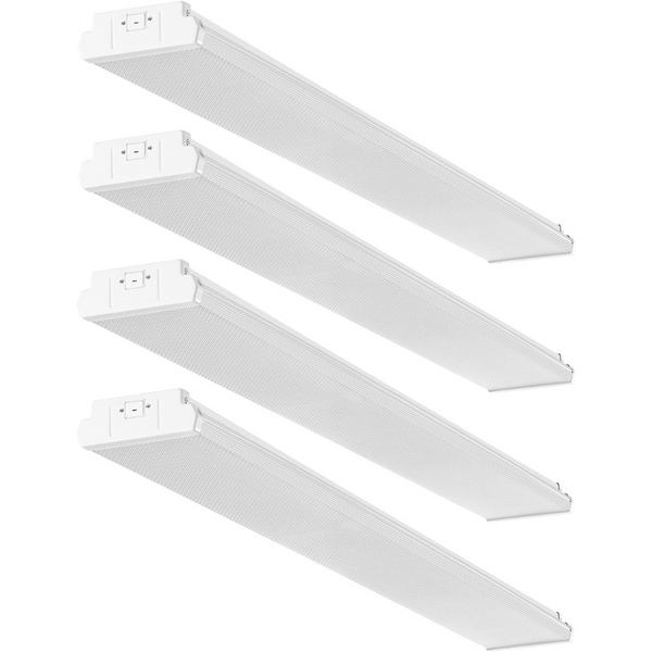 4-Pack Vevor 4ft 50W Flush Mount 6500K Daylight LED Wraparound Light