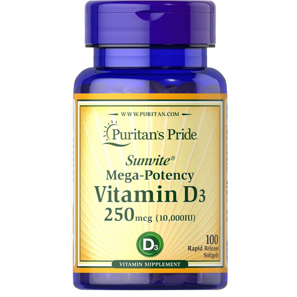 100-Count Puritan's Pride Vitamin D3 10000 IU Bolsters Softgels