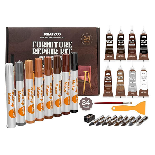 Set of 34 Katzco Furniture Repair Kit with Sharpener