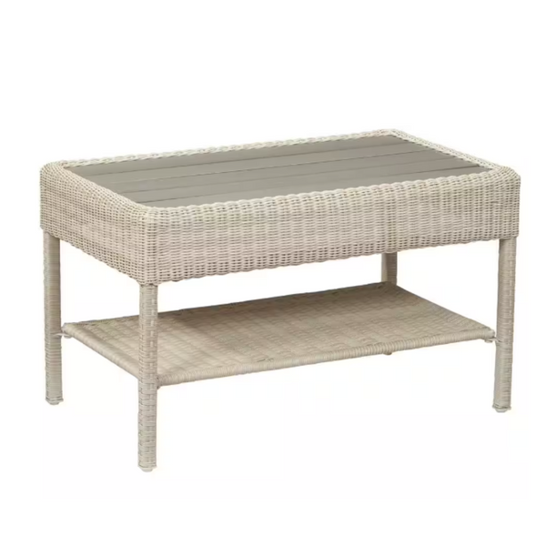 Hampton Bay Park Meadows Off-White Wicker Outdoor Patio Coffee Table