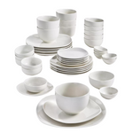 42-Piece Tabletops Unlimited Whiteware Soft Square Dinnerware Set