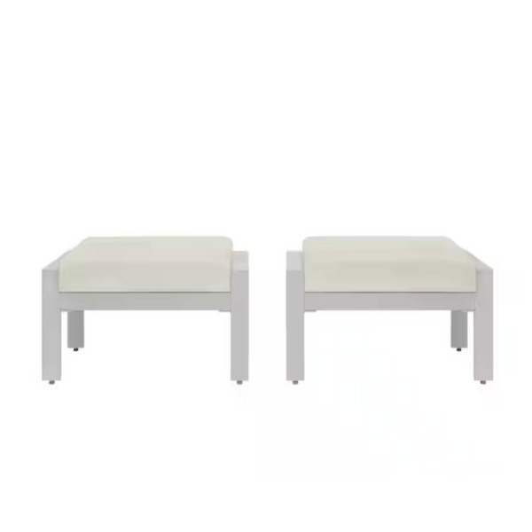 2-Pack Home Decorators Kentwell Pewter Aluminum Outdoor Patio Ottoman